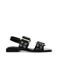 Steve Madden Saria Flat Sandals Black Patent