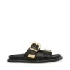 Steve Madden Arch Slides Blk Action Leather -Steve Madden Shop SM11003596 03001 05O 01