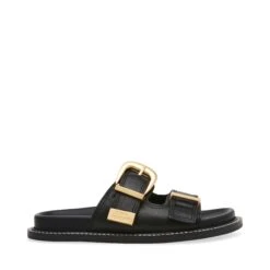 Steve Madden Arch Slides Blk Action Leather