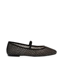 Steve Madden Majorca Flat Shoe Blk Raffia