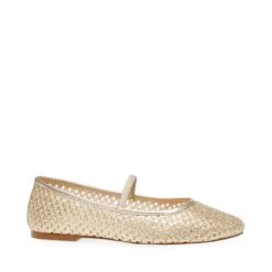 Steve Madden Majorca Flat Shoe Gold Raffia