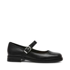 Steve Madden Delancy Flat Shoe Black Leather