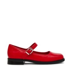 Steve Madden Delancy Flat Shoe Red Leather