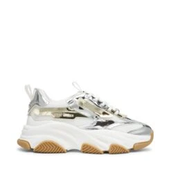 Steve Madden Possession E Sneaker Silver Gold Cream