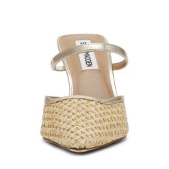 Steve Madden Brinley Sandal Gold Raffia -Steve Madden Shop STEVEMADDEN SHOES BRINLEY GOLD NATURAL FRONT
