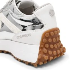 Steve Madden Capitale Trainer Silver White -Steve Madden Shop STEVEMADDEN SHOES CAPITALE SILVER WHITE LEATHER06