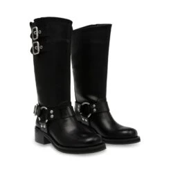 Steve Madden Eastern Boot Black -Steve Madden Shop STEVEMADDEN SHOES EASTERN BLACK LEATHER PAIR