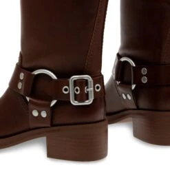 Steve Madden Eastern Boot Brown -Steve Madden Shop STEVEMADDEN SHOES EASTERN BROWN LEATHER PAIR BACK