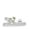 Steve Madden Mona Q Sandal Silver Coin -Steve Madden Shop STEVEMADDEN SHOES MONA Q SILVER COIN SIDE